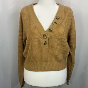 Love Tree Caramel V- Neck Pullover Sweater